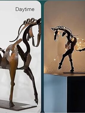Metal Horse Sculpture Table Art - Brown with or without lights